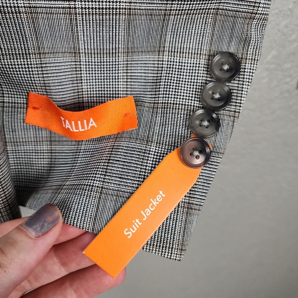 NWT Tallia Blazer Suit Coat Jacket Cream Brown Wool Blend Sportcoat 40R Large - Picture 9 of 12